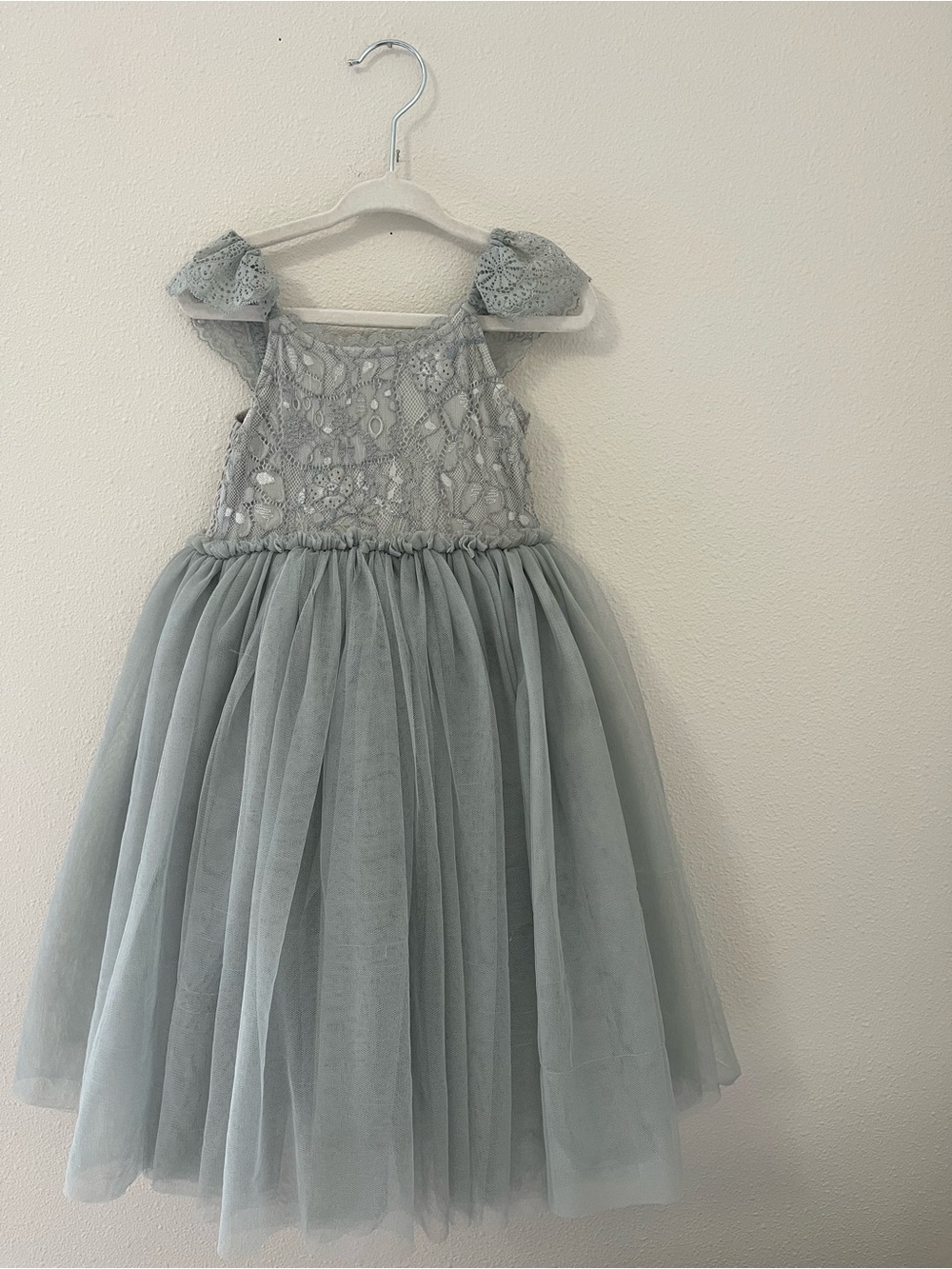 Girls' Lace Bodice Tulle Party Dress - Sage Green